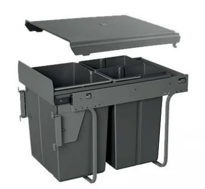 Garbi Carrier C-40-3-H vestavěný odpadkový systém s vlastními vodítky a 3 koši na odpadky 1 x 20 + 2 x 10 litrů 1208957464