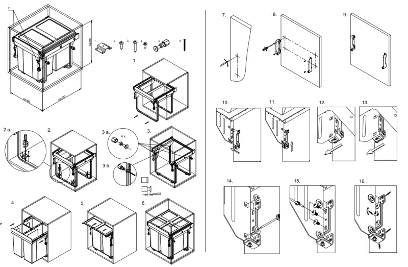 Garbi Carrier C-45-2 vestavěný odpadkový systém s vlastními vodítky a 2 odpadkovými koši 2 x 15 litrů 1208957467