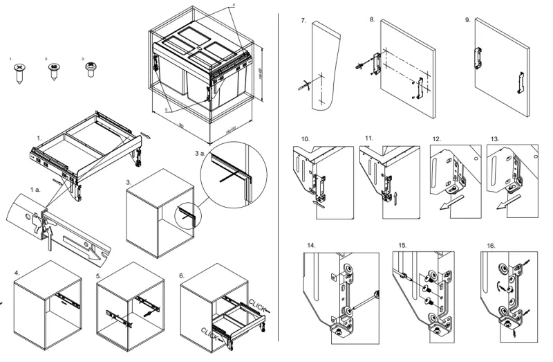 Garbi Carrier C-60-2 vestavěný odpadkový systém s vlastními vodítky a 2 odpadkovými koši 2 x 27 litrů 1208957468