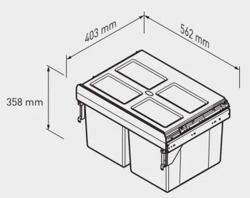 Garbi Carrier C-60-2 vestavěný odpadkový systém s vlastními vodítky a 2 odpadkovými koši 2 x 27 litrů 1208957468