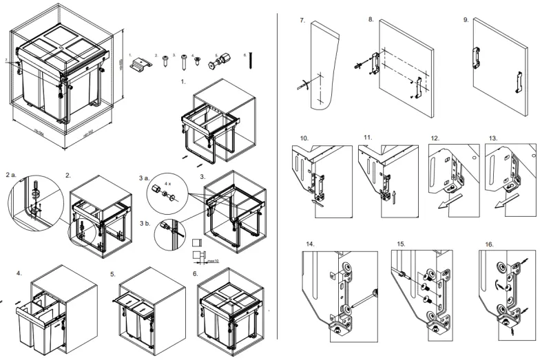 Garbi Carrier C-60-2-H vestavěný odpadkový systém s vlastními vodítky a 2 odpadkovými koši 2 x 34 litrů 1208957469