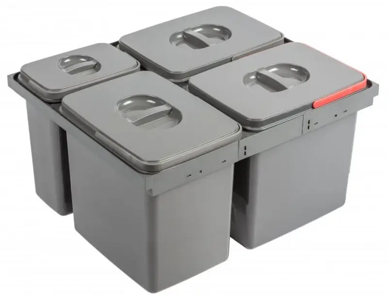 Garbi Basket B-60-4-H třídicí odpadový systém pro zásuvku 60 cm včetně držáku a 4 odpadkových košů 1208957472