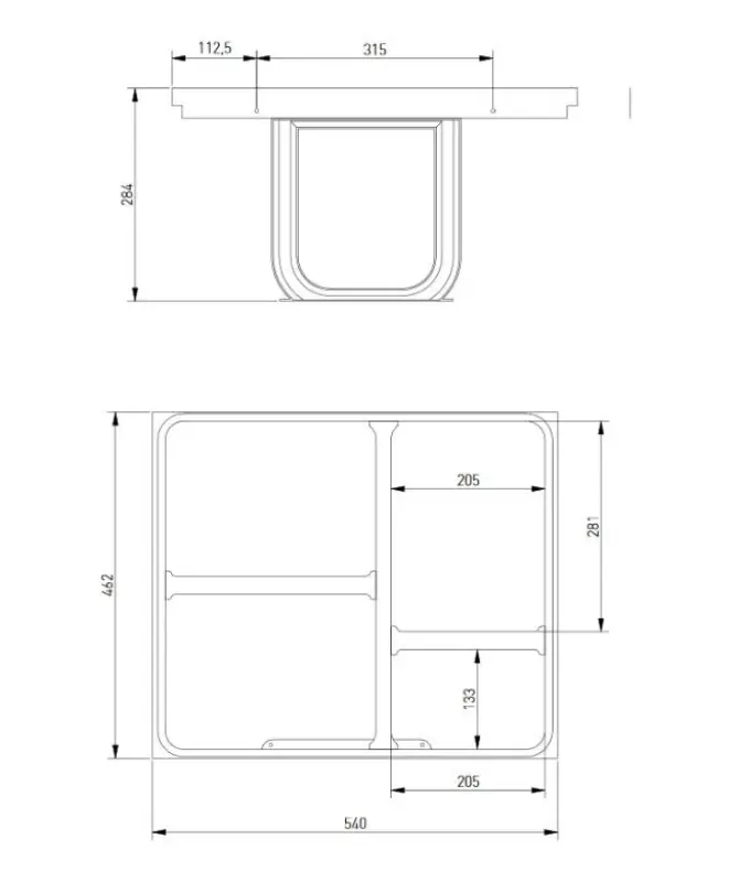 Garbi Basket B-60-4-H třídicí odpadový systém pro zásuvku 60 cm včetně držáku a 4 odpadkových košů 1208957472