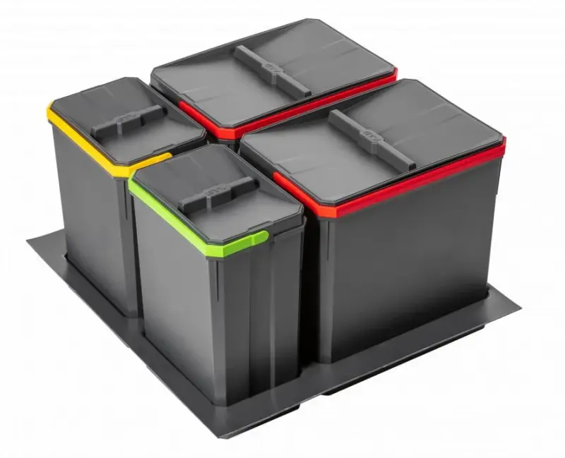 Garbi Basket B-60-4 třídicí odpadkový systém pro zásuvku 60 cm včetně držáku a 4 odpadkových košů 1208957475