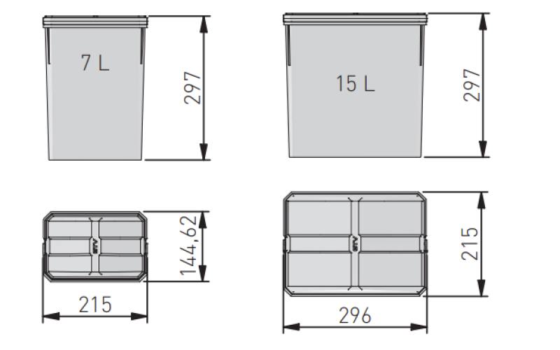 Garbi Basket B-70-4 třídicí odpadkový systém pro zásuvku 70 cm včetně držáku a 4 odpadkových košů 1208957476