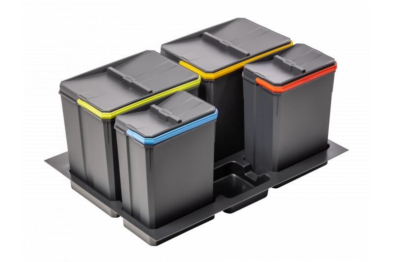 Garbi Basket B-70-4 třídicí odpadkový systém pro zásuvku 70 cm včetně držáku a 4 odpadkových košů 1208957476