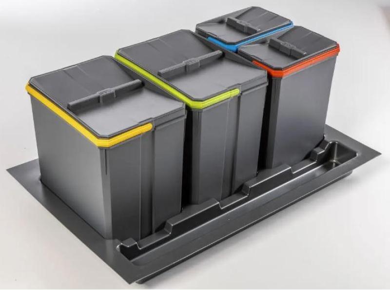 Garbi Basket B-80-4 třídicí odpadkový systém pro zásuvku 80 cm včetně držáku a 4 odpadkových košů 1208957477