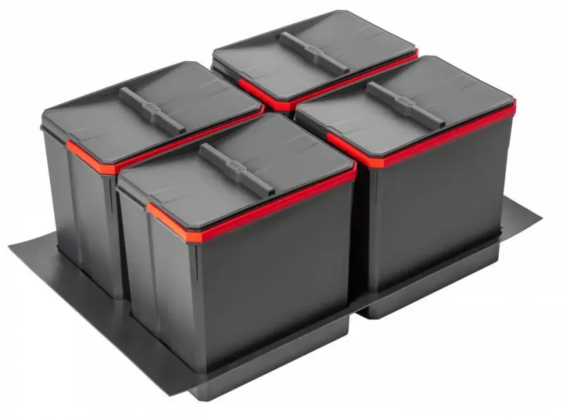 Garbi Basket B-80-4-G třídící odpadkový systém pro zásuvku 80 cm včetně držáku a 4 x 15 litrových odpadkových košů 1208957478