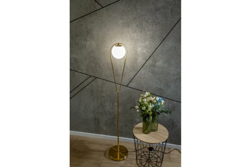 Dekor Ciklop mosazná zlatá stojací lampa s kapkovým vzhledem 9737