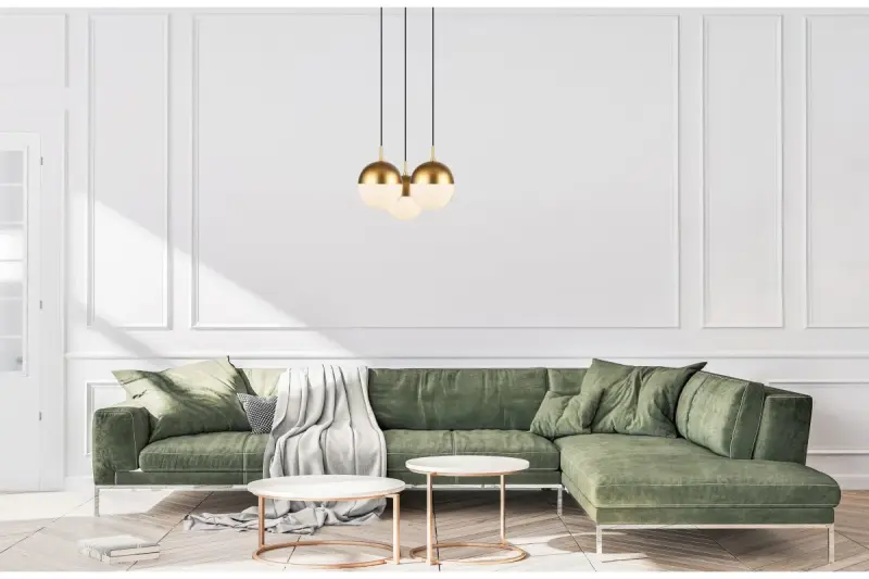 Decor Abies mosazná zlatá moderní závěsná lampa s kulatým kovovým stínidlem 7597