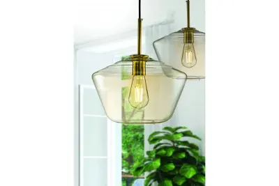 Dekorativní závěsná lampa Dekor Lime 339 mm vysoká, moderní, jantarová barva, 7924