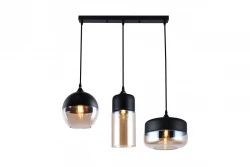 Moderne závěsná lampa Decor Lender z kovu a skla se 3 světelnými zdroji 9270