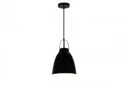 Decor Orient kuželová kovová závěsná lampa černá s kontrastním bílým vnitřkem 4475