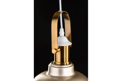 Decor Zenit kovová kopulovitá béžová závěsná lampa s kovovým povrchem 4871