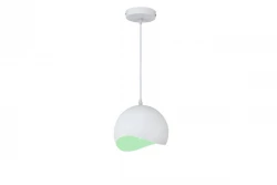 Dekorativní kulovitá závěsná lampa Mavia v bílo-zelené barvě 0917
