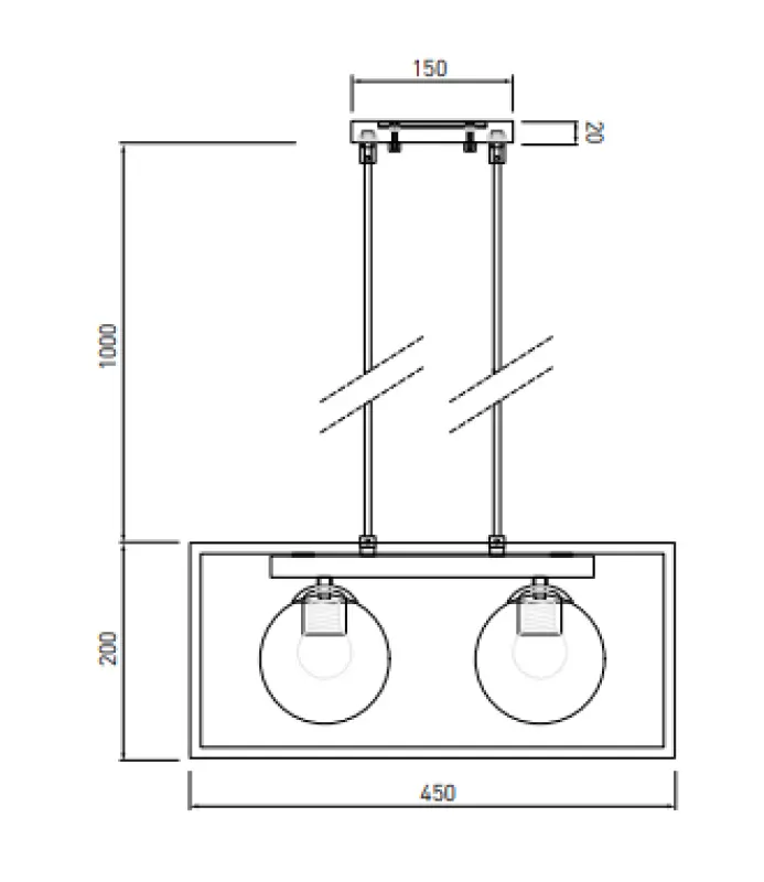 Dekorativní závěsná lampa Avelin se zlatým obdélníkovým rámem, šířka 45 cm 2232