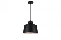 Dekor Margus matná černá kovová závěsná lampa s dřevěným doplňkem 2911