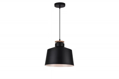 Dekor Margus matná černá kovová závěsná lampa s dřevěným doplňkem 2911
