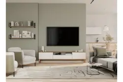 Decor Margus matná bílá kovová závěsná lampa s dřevěným doplňkem 3086