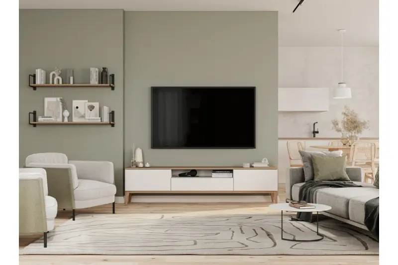 Decor Margus matná bílá kovová závěsná lampa s dřevěným doplňkem 3086