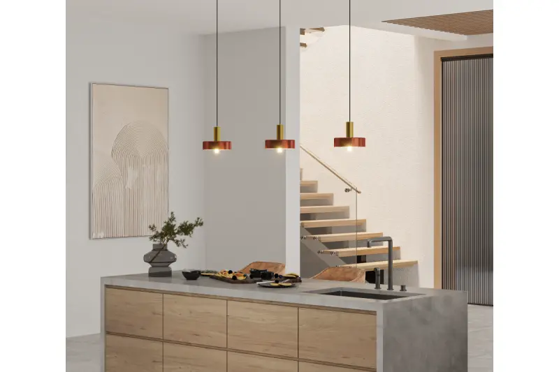 Decor Selvia závěsná lampa měď s mosazným povrchem průměr 20 cm 3222