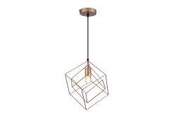 Decor Rosa zlatá geometrická závěsná lampa sestávající ze 2 mosazných krychlí 3376