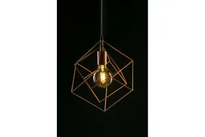 Decor Rosa zlatá geometrická závěsná lampa sestávající ze 2 mosazných krychlí 3376