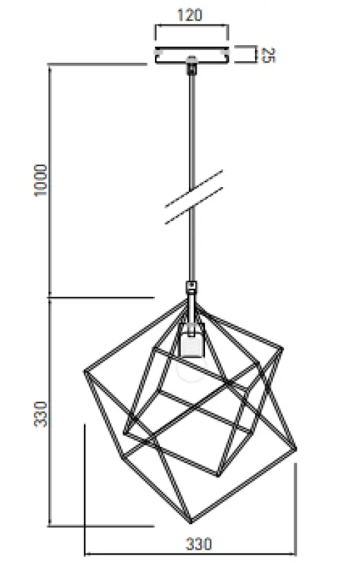Decor Rosa zlatá geometrická závěsná lampa sestávající ze 2 mosazných krychlí 3376
