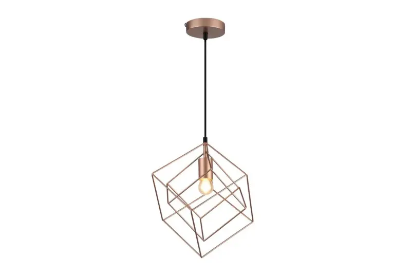 Decor Rosa zlatá geometrická závěsná lampa sestávající ze 2 mosazných krychlí 3376
