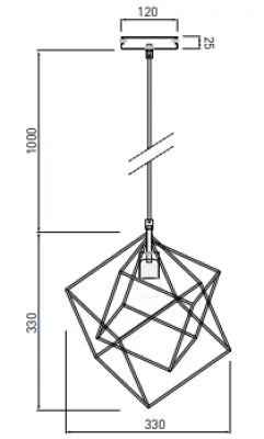 Decor Rosa černá geometrická závěsná lampa složená ze 2 černých krychlí 3437