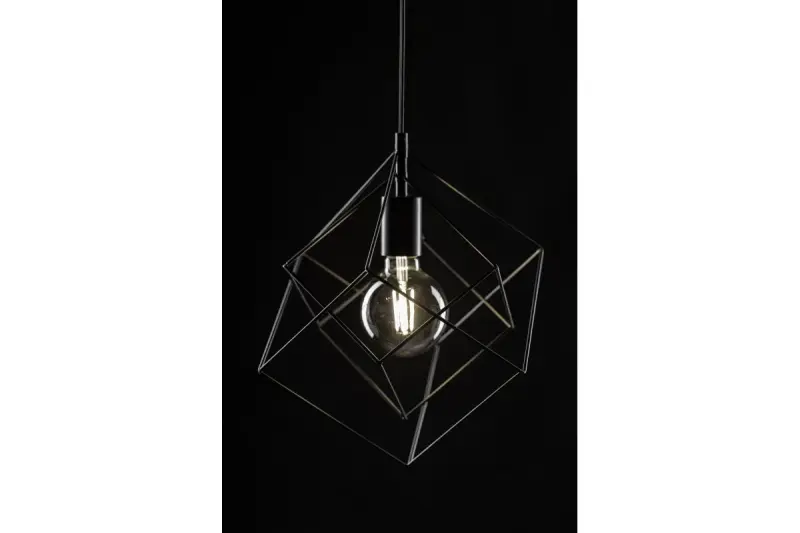 Decor Rosa černá geometrická závěsná lampa složená ze 2 černých krychlí 3437