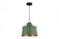 Decor Goa zelená závěsná lampa s dekorativním zlatým rámem 3499