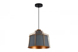 Dekor Goa šedá závěsná lampa s dekorativním zlatým rámem 3550
