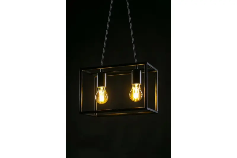 Decor Diu černá geometrická závěsná lampa se 2 světelnými zdroji šířka 30 cm 3628