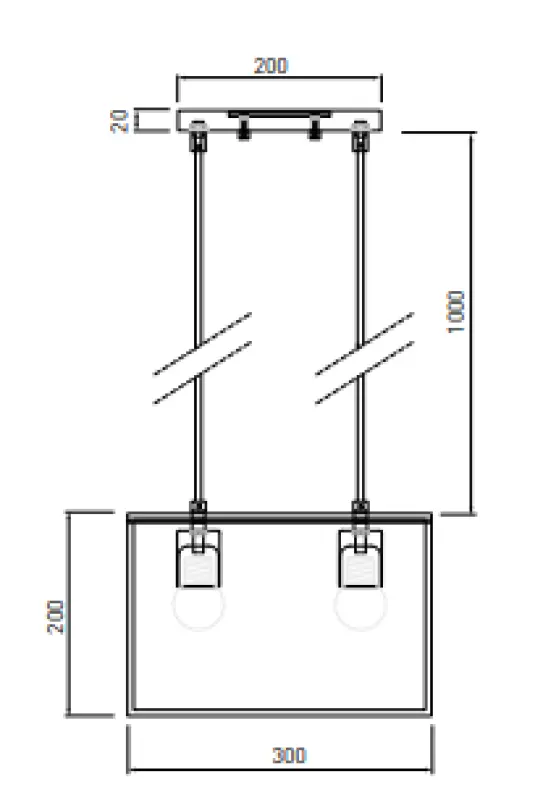 Decor Diu černá geometrická závěsná lampa se 2 světelnými zdroji šířka 30 cm 3628