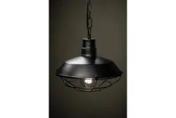 Dekor Lars černá závěsná lampa s průmyslovou černou mřížkou, průměr 26 cm 2233
