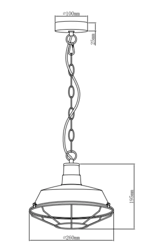 Dekor Lars černá závěsná lampa s průmyslovou černou mřížkou, průměr 26 cm 2233