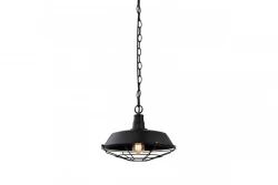 Deco Lars černá závěsná lampa s industriální černou mřížkou, průměr 36 cm, 2295