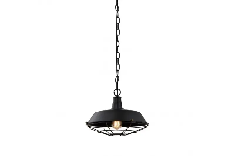 Deco Lars černá závěsná lampa s industriální černou mřížkou, průměr 36 cm, 2295