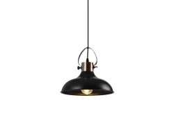 Decoreer Mees zwarte metalen hanglamp met kapbevestiging in de vorm van een petroleumlamp 2363