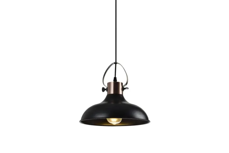 Decoreer Mees zwarte metalen hanglamp met kapbevestiging in de vorm van een petroleumlamp 2363
