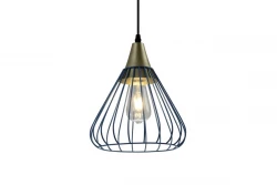 Dekorativní závěsná lampa Tess modrá kovová kuželová drátěná 2578