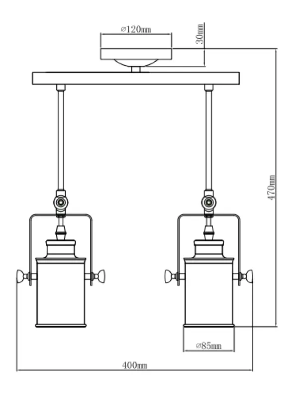 Decoreer Demir zwarte hanglamp met 2 lichtbronnen 3994