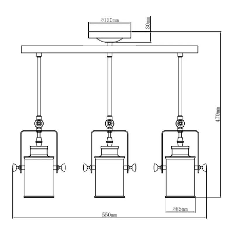 Závěsná lampa Decor Demir černá se 3 světelnými zdroji 4014
