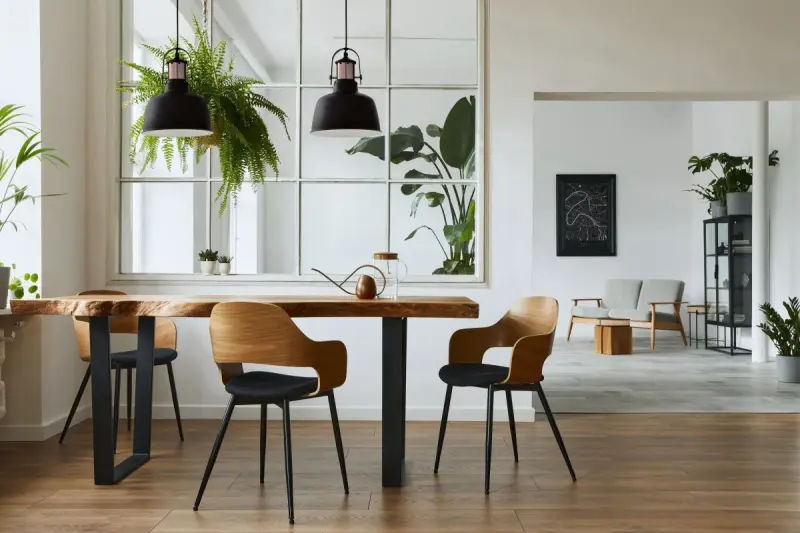 Decor Noor elegantní černá závěsná lampa s měděným prvkem 2691