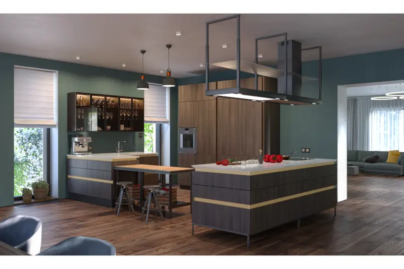 Decor Noor elegantní černá závěsná lampa s měděným prvkem 2691