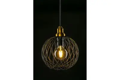 Decor Viela černá drátěná kovová závěsná lampa kulového tvaru, průměr 25 cm 6972