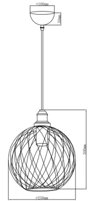 Decor Viela černá drátěná kovová závěsná lampa kulového tvaru, průměr 25 cm 6972