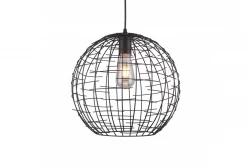 Dekorativní Viela černá zlatá drátěná kovová závěsná lampa, kulovitý tvar, průměr 35 cm 6996