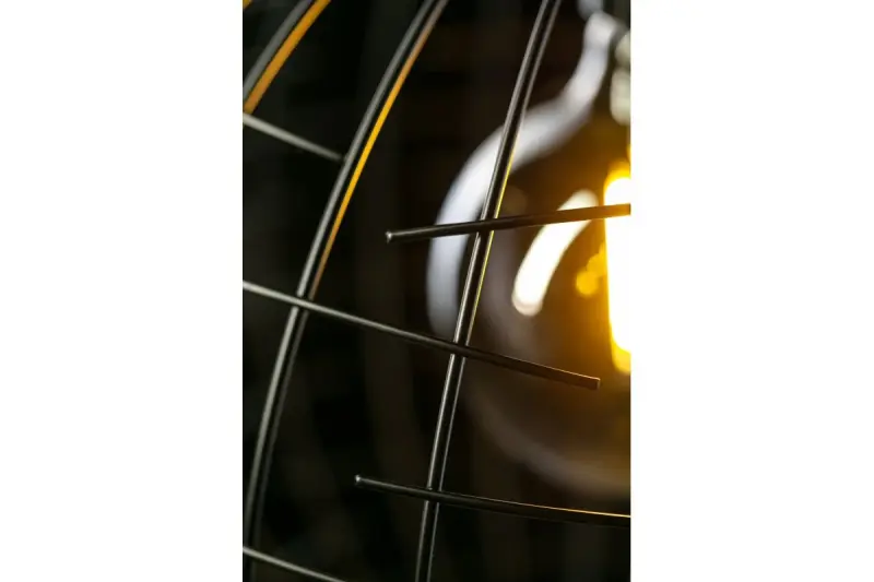 Dekorativní Viela černá zlatá drátěná kovová závěsná lampa, kulovitý tvar, průměr 35 cm 6996